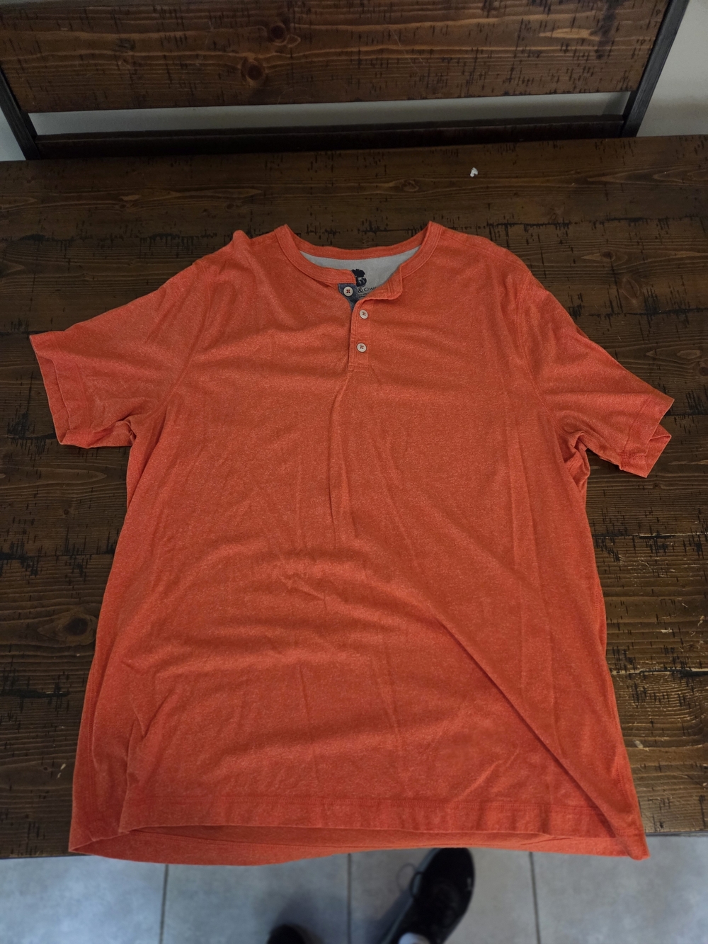 Men's Short-Sleeve Henley Shirt - Vibrant Orange